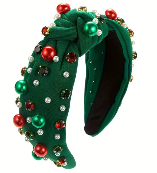 Green Christmas Bedazzled Headband