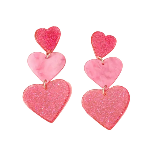 Pink Heart Dangle Earrings