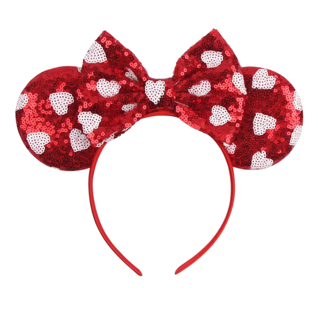 Red Heart Sequin Mouse Ears Headband