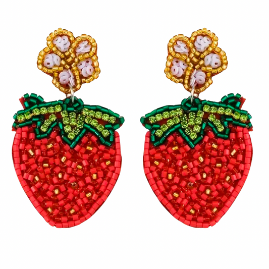 Strawberry Beaded Earrings