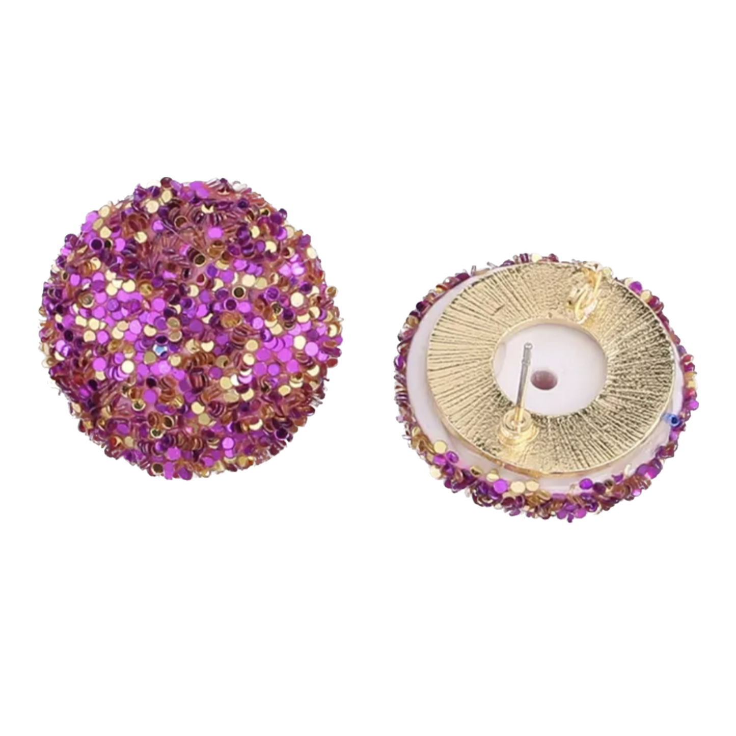 Purple & Gold Glitter Stud Earrings